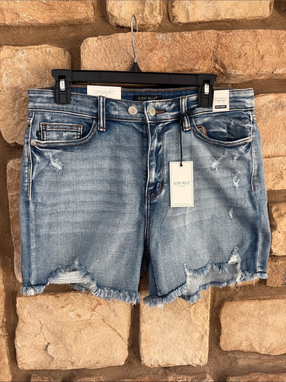 Judy Blue Light Blue Distressed Denim Cutoff Shorts size xl nwt